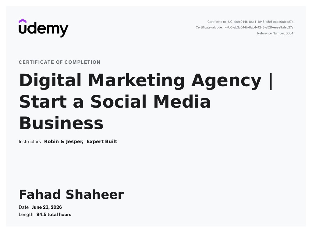 Shaheer [Co-founder] - Digital Marketing Agency | Start a Social Media Business
